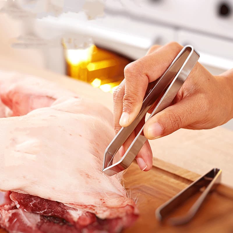 German Stainless Steel Hair Remover Tweezers for Kitchen Use - Remove Chicken Feathers, Fish Bones, Duck and Pig Hair