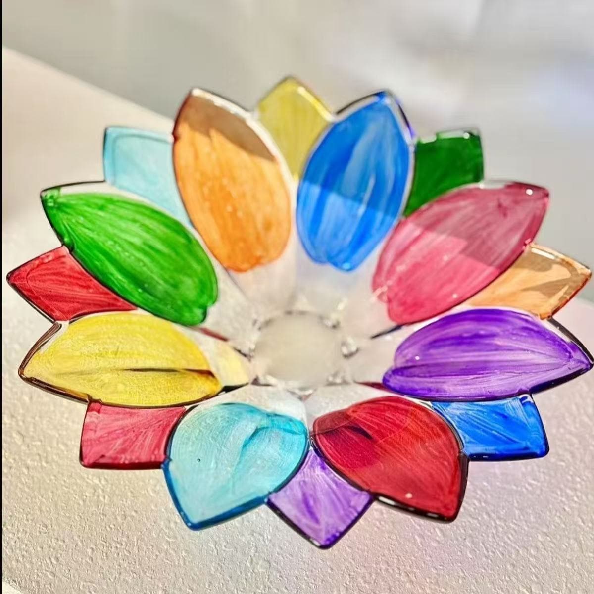 Stained Glass Petal Plate Living Room Fruit Tray Premium High-End Snack Dish Candy Bowl Nut Dish