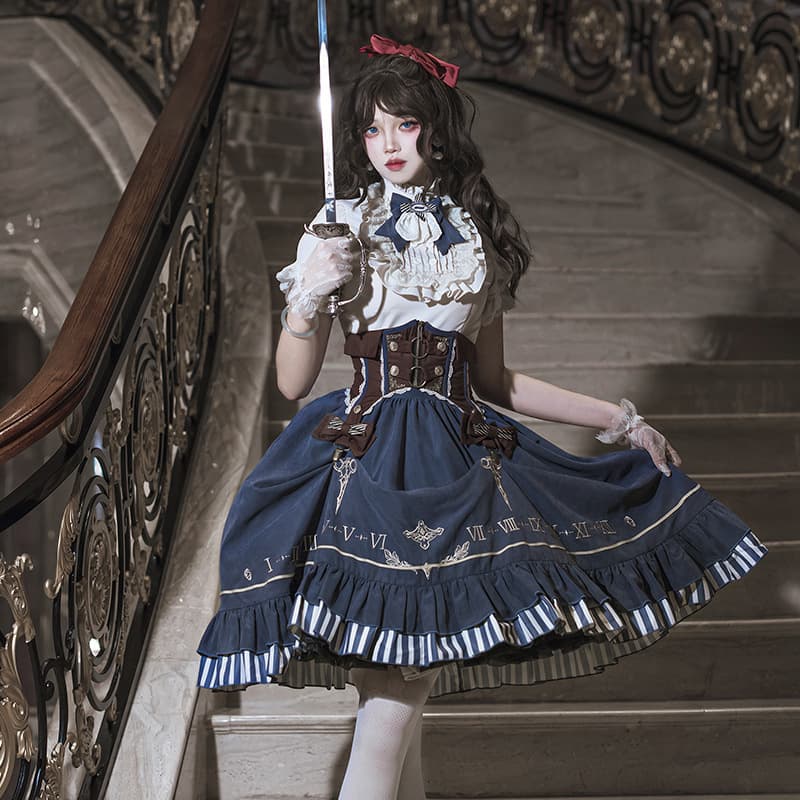 Original gold-plated pointer Lolita women's shirt waist belt skirt, everyday cute Lolita sweet dress 6969