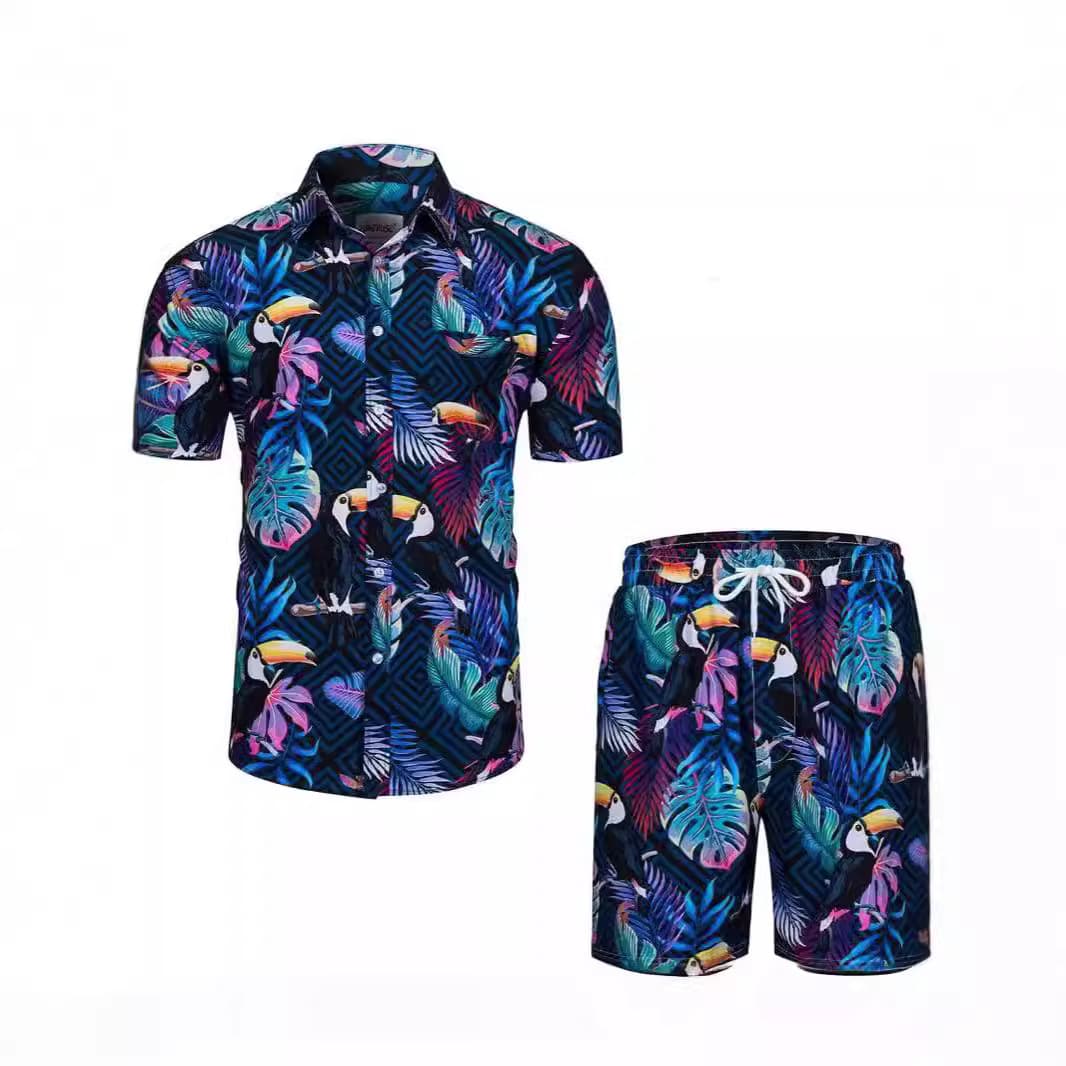 Summer Hawaiian Men's Beach Shirt Shorts Men's Suits Hip Hop Festival Party Outfits