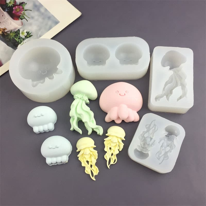 Jellyfish baby jellyfish silicone mold diy fondant cake chocolate drip glue aromatherapy plaster handmade soap mold