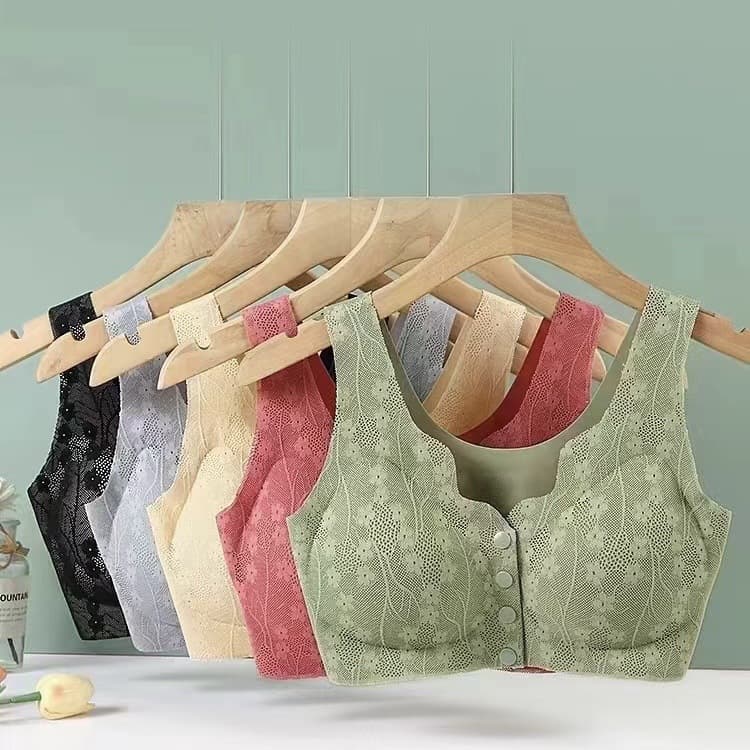 Mom's Style Middle-Aged and Elderly Bras Wireless Plus Size Vest Shape Seamless Front Clasp Women's Popular Bra