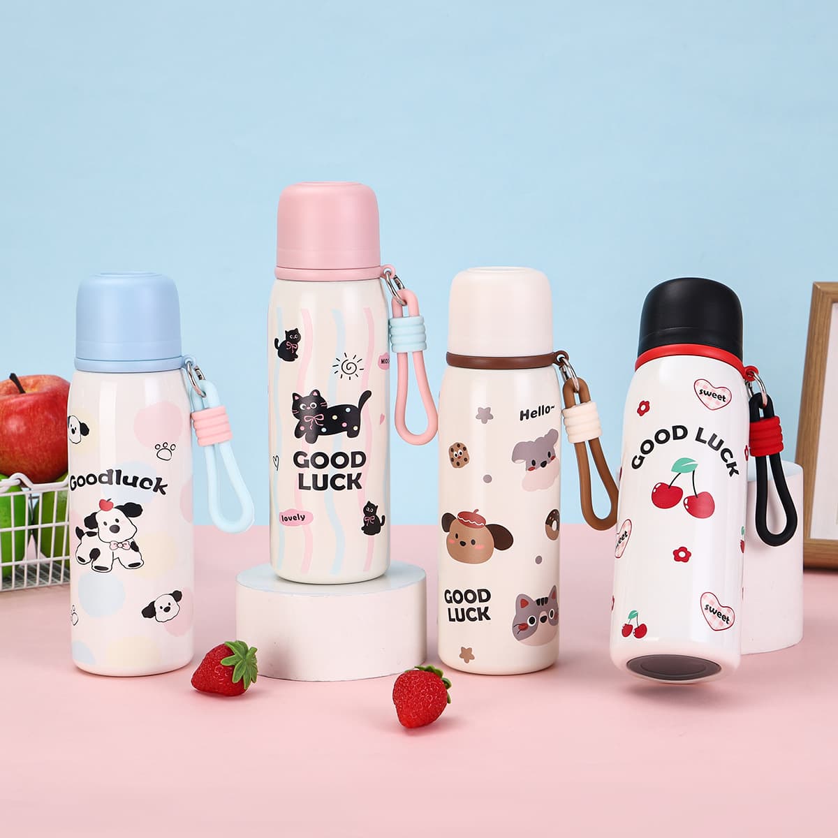Dream Xiaozhu Portable Thermos Cup 316 Stainless Steel Children's Water Cup Cute One-Lid Dual-Use Double Drinking Cup