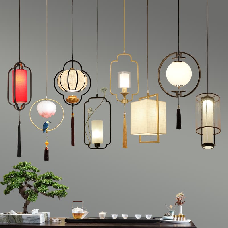 New Chinese Style Single-Head Mini Pendant Light, Creative Bar Pendant Light, Bedside Pendant Light, Tea Room Study Lamp, Hallway Light