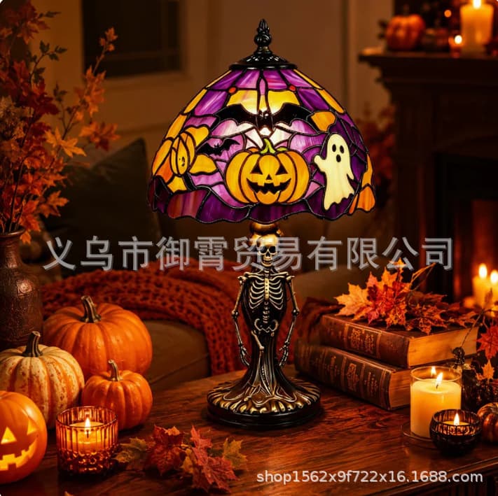 Cross-border New Tiffany Lamp Painted Desk Lamp Halloween Tiffany Style Painted Table Lamp