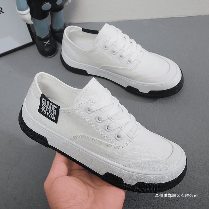 Women's Low-Top Canvas Shoes, Spring Style, Versatile Casual Sneakers, White-Red, White-Black, White-Green, Red-Black