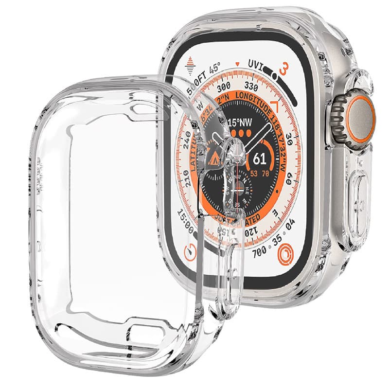 Compatible with Apple Watch TPU Protective Case, iWatch S8 SE2 Ultra Hollow Transparent Semi-Cover Soft Shell Case