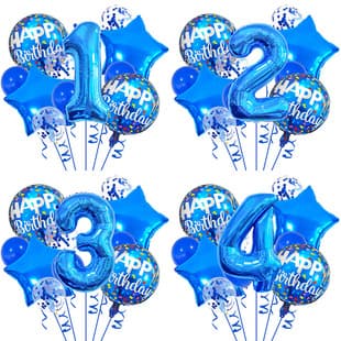 32-inch Blue Digital Aluminum Film Balloon Set Five-Point Star Glitter Balloon Birthday Party Photo Prop Supplies