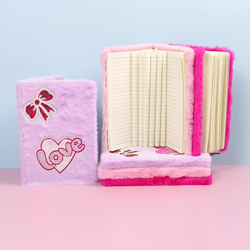 Beautiful Girl Heart Diary Set Valentine's Day Heart Plush Notebook with Pen Gift Handbook Heart Notebook