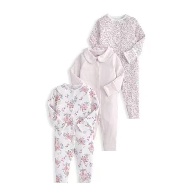New Spring/Autumn Baby Romper Long-Sleeve Bodysuit Flat-Footed Crawling Suit 3-Piece Set for Infants, Cross-Border Drop Shipping