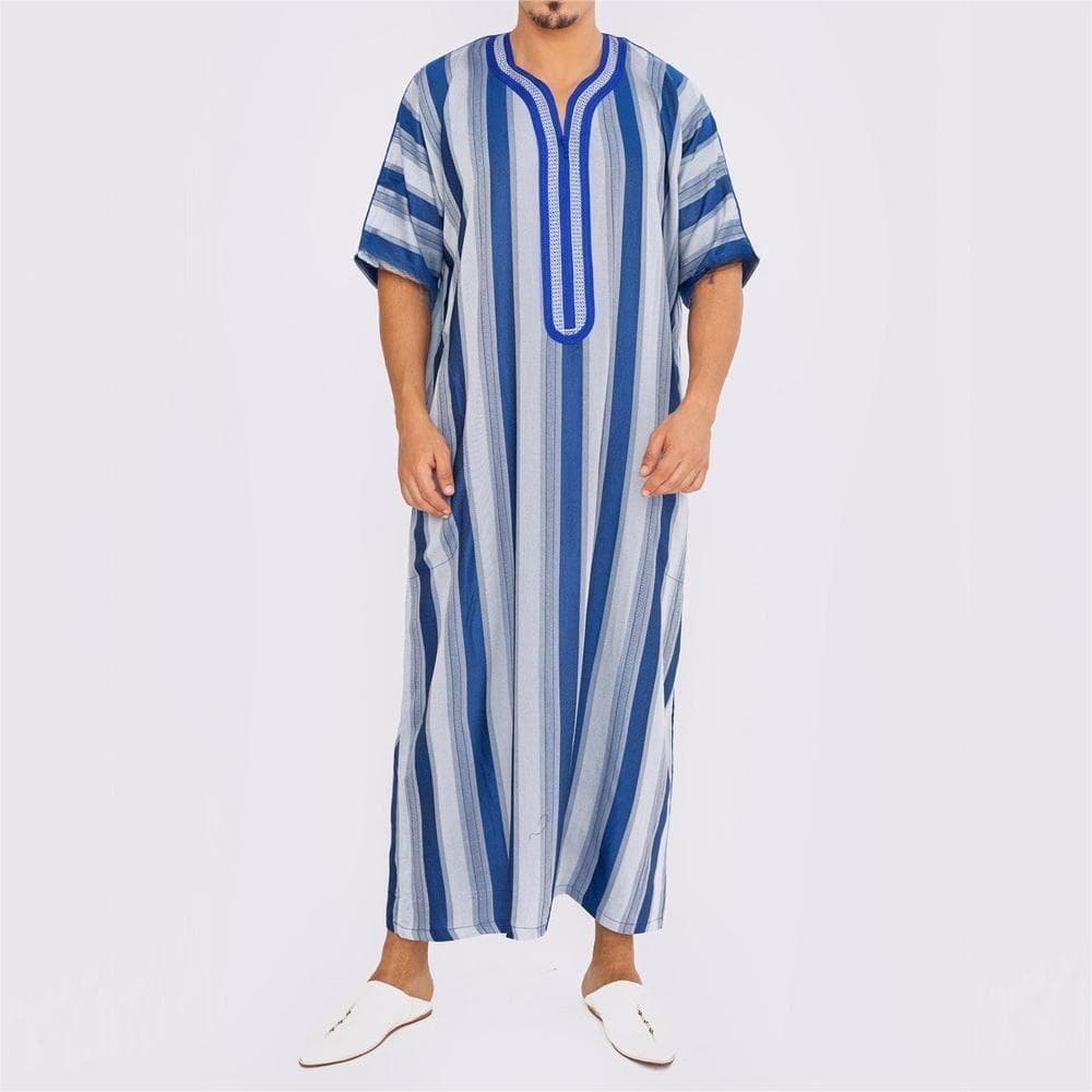 Cross-border Arab ethnic men's short-sleeved robe, long Middle Eastern Muslim style, Amazon, European and American plus-size clothing