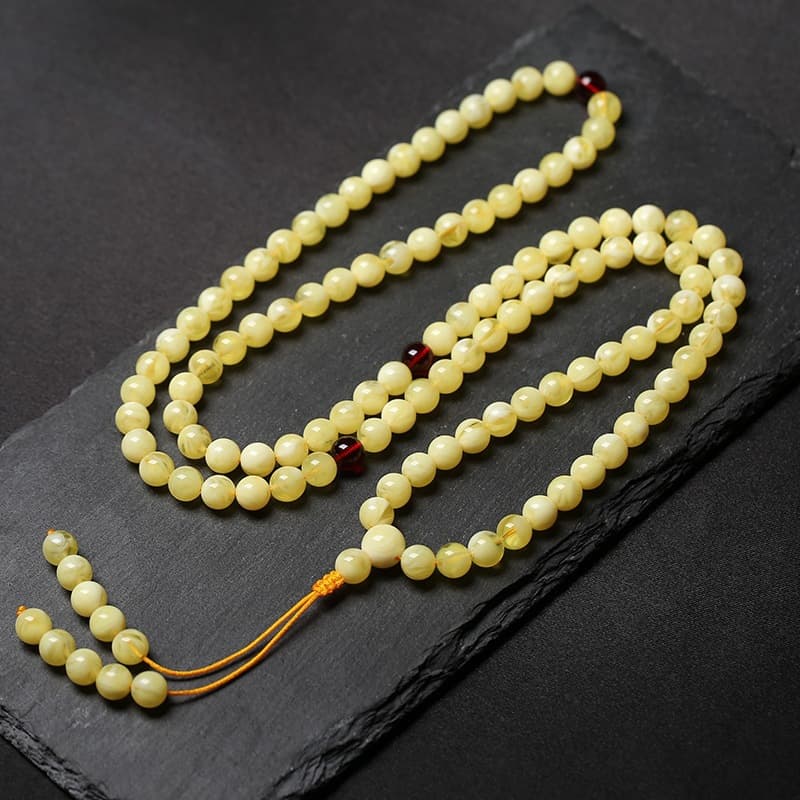 Drop Shipping Men's and Women's Chicken Oil Yellow White Honey Blood Amber Second Generation Amber Beeswax 108 Bead Bracelet