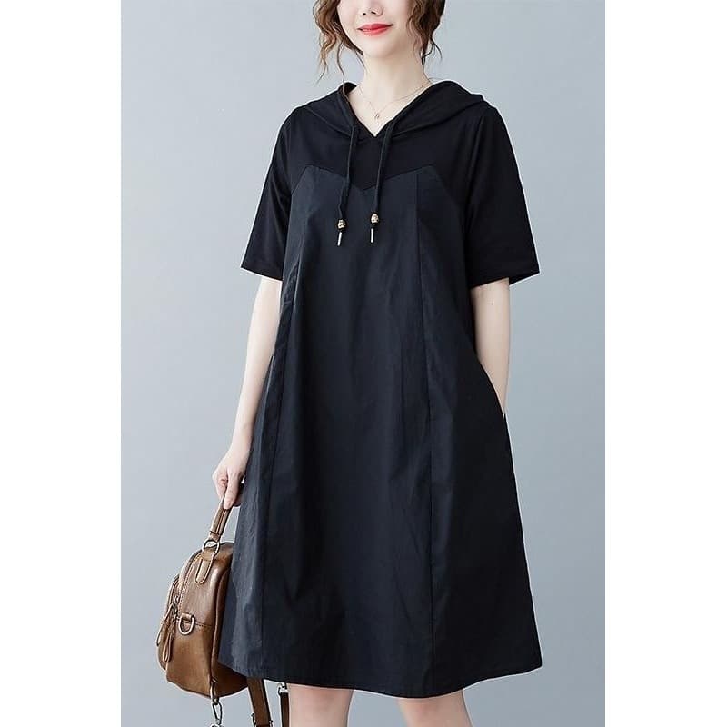 Plus Size Women's Dress Loose Fit Casual Hoodie Dress for Summer Thin New Style Slimming Coverage