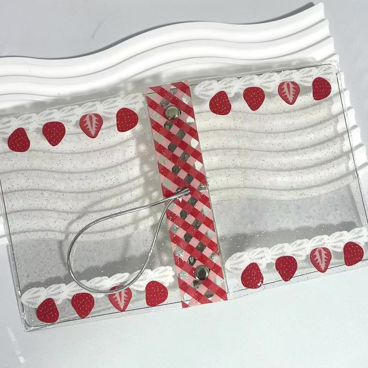 Sweet Strawberry PVC M5 Binder Notebook - Memo Book and Card Holder