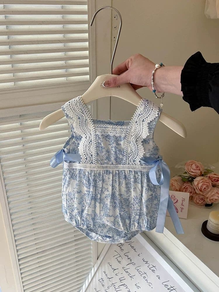 Newborn baby clothes, romper, baby clothes, summer baby girl vest, jumpsuit, going out, light blue, others