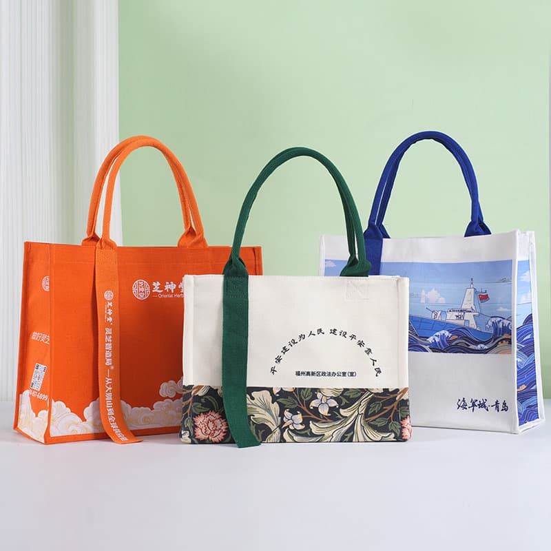 Custom High-End Ribbon Tote Bag Laminated Advertising Gift Canvas Bag Eco-Friendly University Promotion School Bag Canvas Tote
