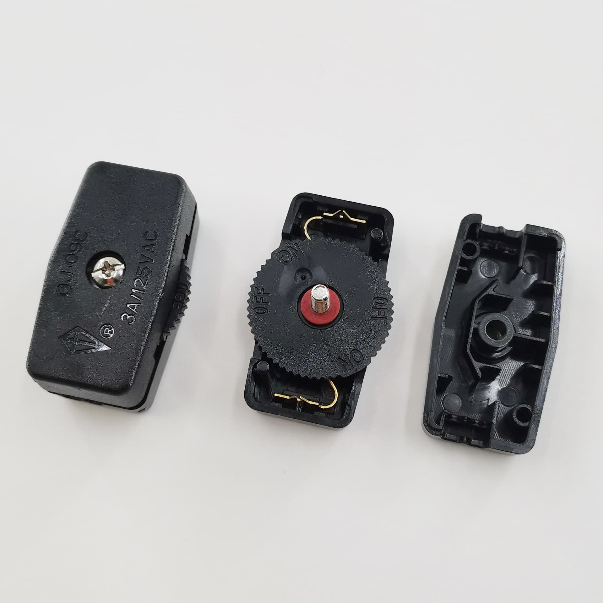 OJ-09C Gear Switch for 18AWG SPT-2 Two-Core Parallel Power Cord, In-Line Rotary Switch