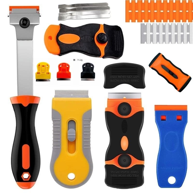 Amazon Cross-Border Hot Selling Scraper Multi-functional Cleaning Stainless Steel Scraper Double-ended Adhesive Removal Small Scraper with Plastic Blades