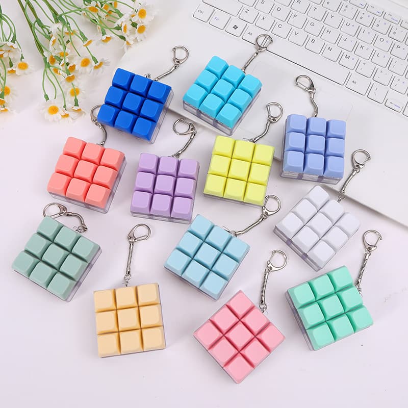 Button keychain pendant, small decompression toy, decompression and vent artifact, Tetris creative gift box cross-border