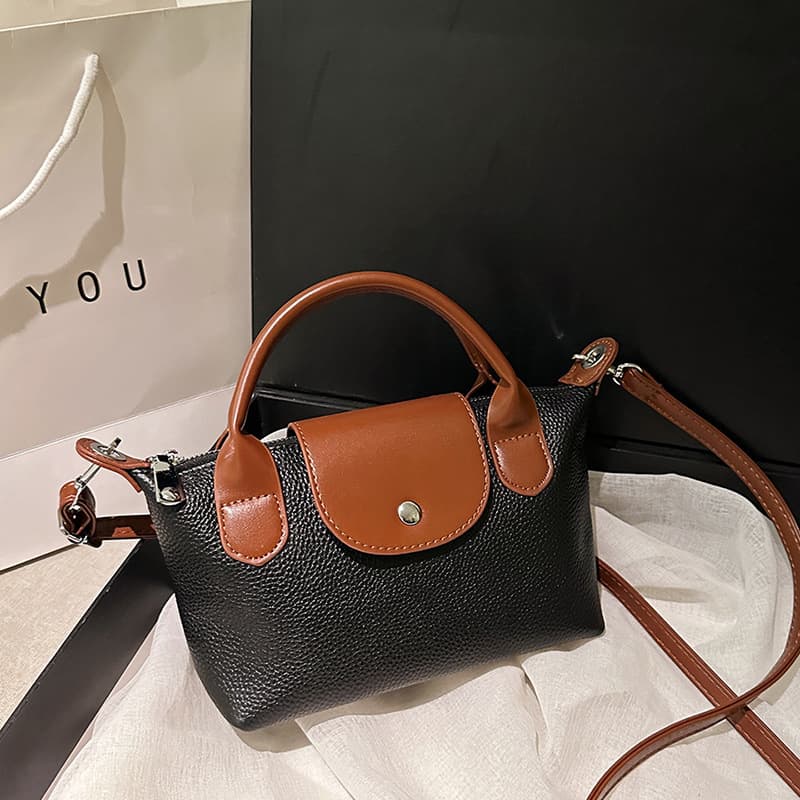 Genuine Leather Cross-Body Niche Handbag for Women 2026 Trendy Light Luxury First-Layer Cowhide Color-Blocking Large Capacity Shoulder Crossbody Bag