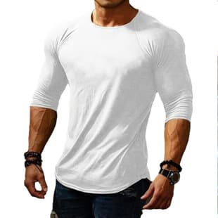 2025 Amazon Export Men's T-Shirt Round Neck Long Sleeve Sports Solid Color Slim Fit Youth T-Shirt Cross-Border Bestseller