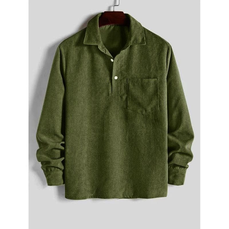 E 34894 Long Sleeve Corduroy Shirt Striped Turn-down Collar Shirt