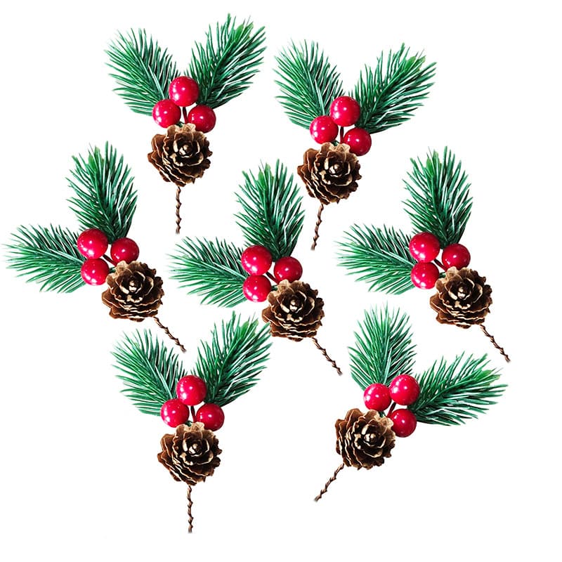 Christmas Decoration Artificial Christmas Tree Red Pine Cone Pendant DIY Packaging Gift Box Decoration Accessories Christmas Pine Needles