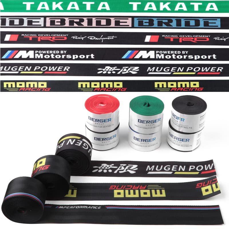 Cross-Border Car Modification Pass 4.8cm Car Seat Belt Colorful Changing Racing Safety Belt Nylon Webbing Car Products