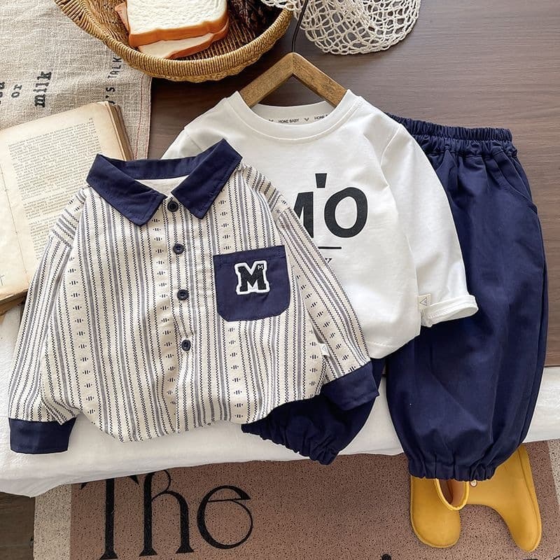 Children's Fall Three-Piece Set, Casual Boys' Autumn Outfit, Stylish Fall Suit for Toddlers