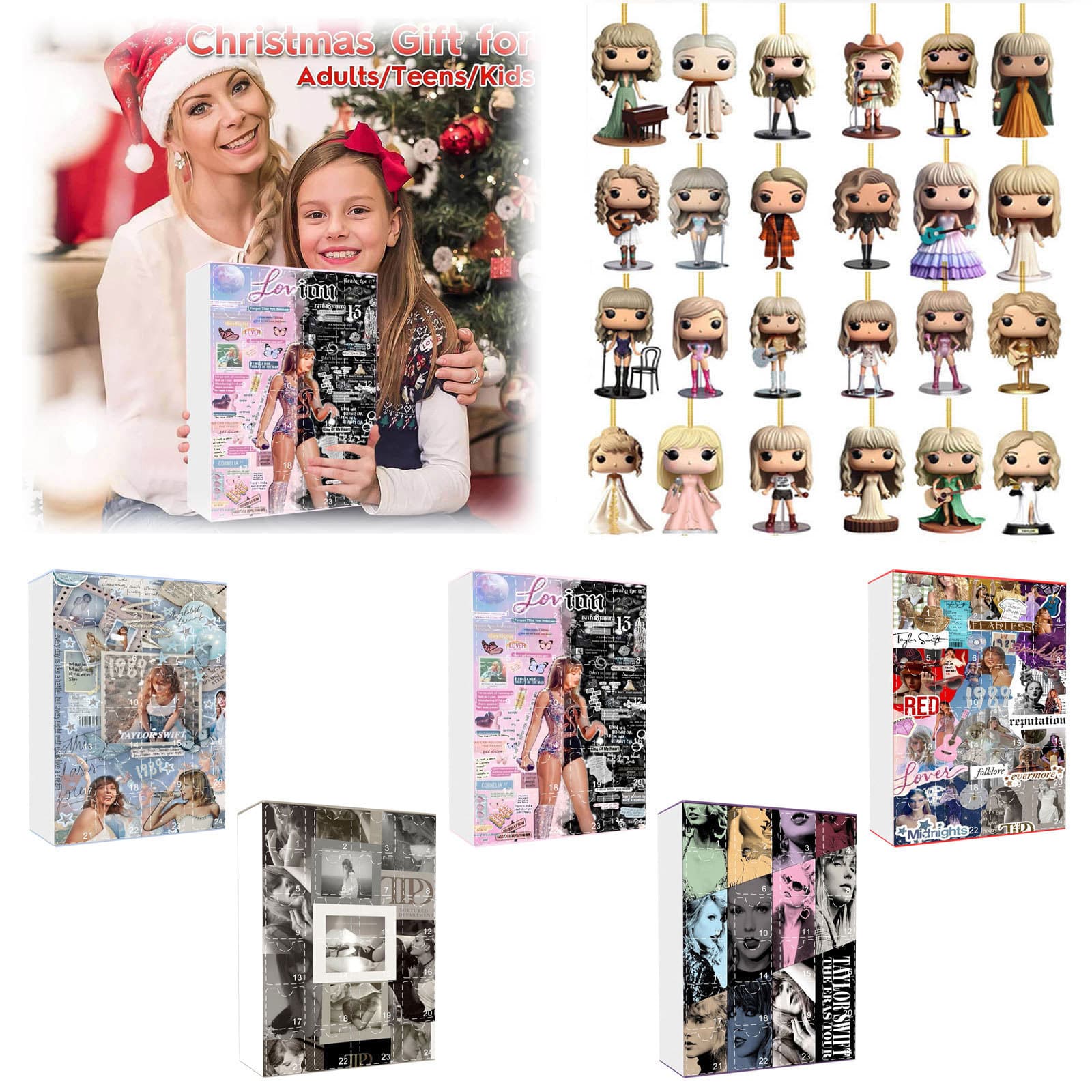 Cross-border Christmas Countdown Calendar Taylor Blind Box Acrylic Mini Swiftie Pendant Christmas Blind Box Set
