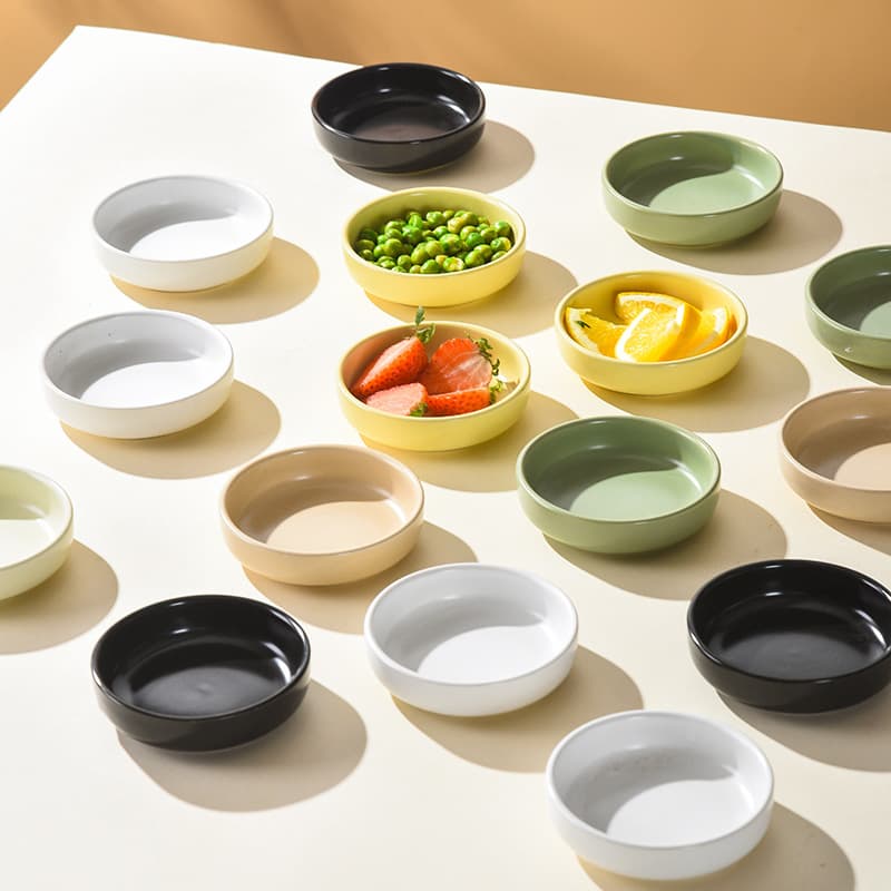 Japanese Ceramic Compartment Plate, Nine-Grid Serving Dish, Round Seasoning Dish, Sushi & Japanese Sauce Plate, Restaurant Commercial Use