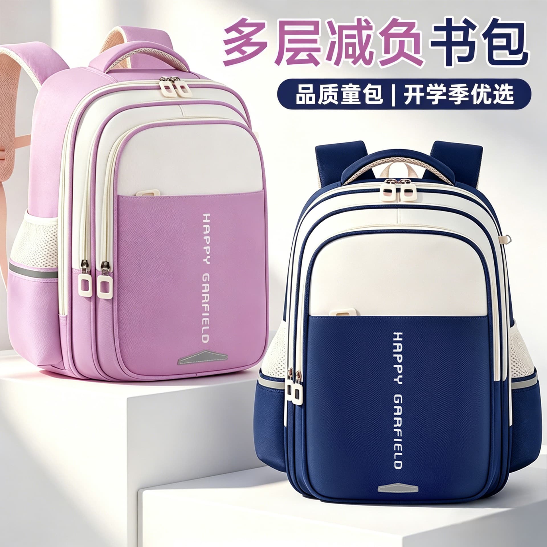 Factory direct supply of schoolbags for primary school students, spine protection and burden reduction for grades 1-6, water-repellent and wear-resistant children's backpacks in stock