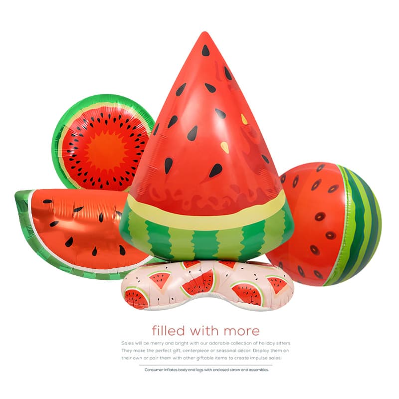 Party decoration layout photo props toy balloon 4D three-dimensional standing large watermelon cartoon aluminum film non-toxic balloon