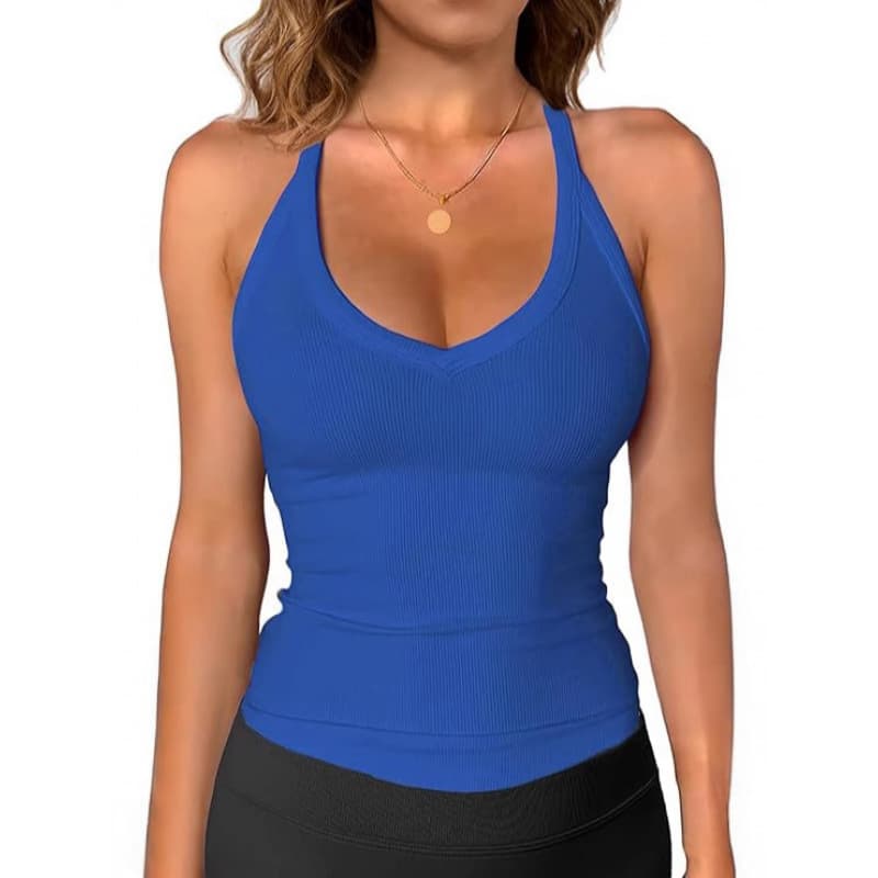 2026 Women's Ribbed Tank Top Summer Basic Sexy Slim Fit V-Neck Going Out Vest
