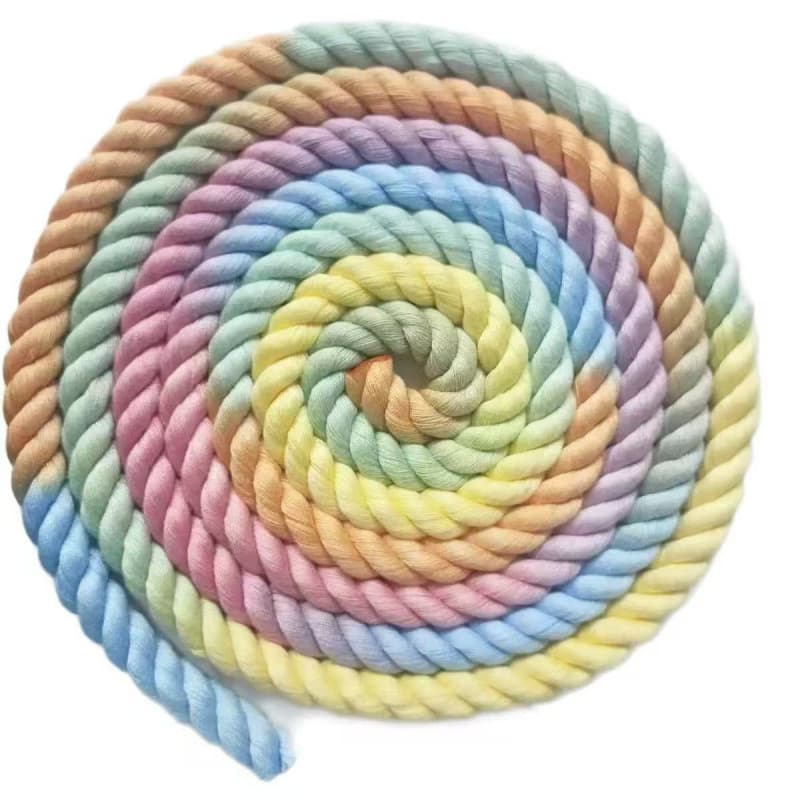 Gradient color three-strand rope 12mm colored pet leash, variegated rainbow color three-strand twisted rope dog leash