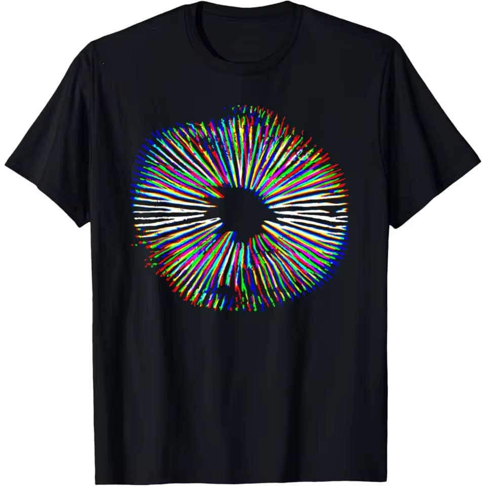 Retro Psychedelic Mushroom Print Magic Show Funny Food T-Shirt Men's Humorous Street T-Shirt Short Sleeve Unisex