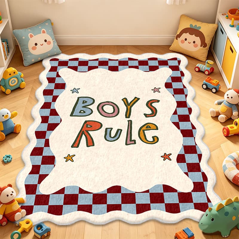 Cross-border cartoon letters imitation cashmere carpet bedroom non-slip and stain-resistant bedside blanket living room game interactive sofa blanket