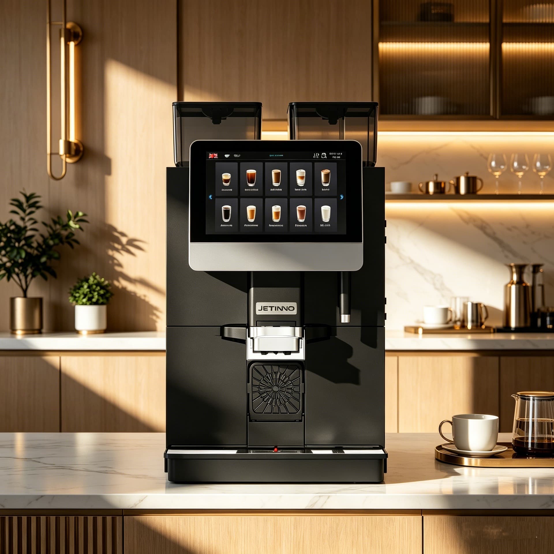 Commercial Coffee Machine with Grinder JINUO JL32 Automatic Water Supply Office American Style Fresh Ground Fully Automatic Coffee Machine
