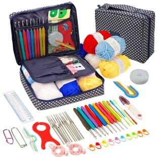Crochet Knitting Material Kit for Beginners, DIY Hand Knitting Yarn Crochet Hook Full Set with Soft Handle Sweater Crochet Hooks