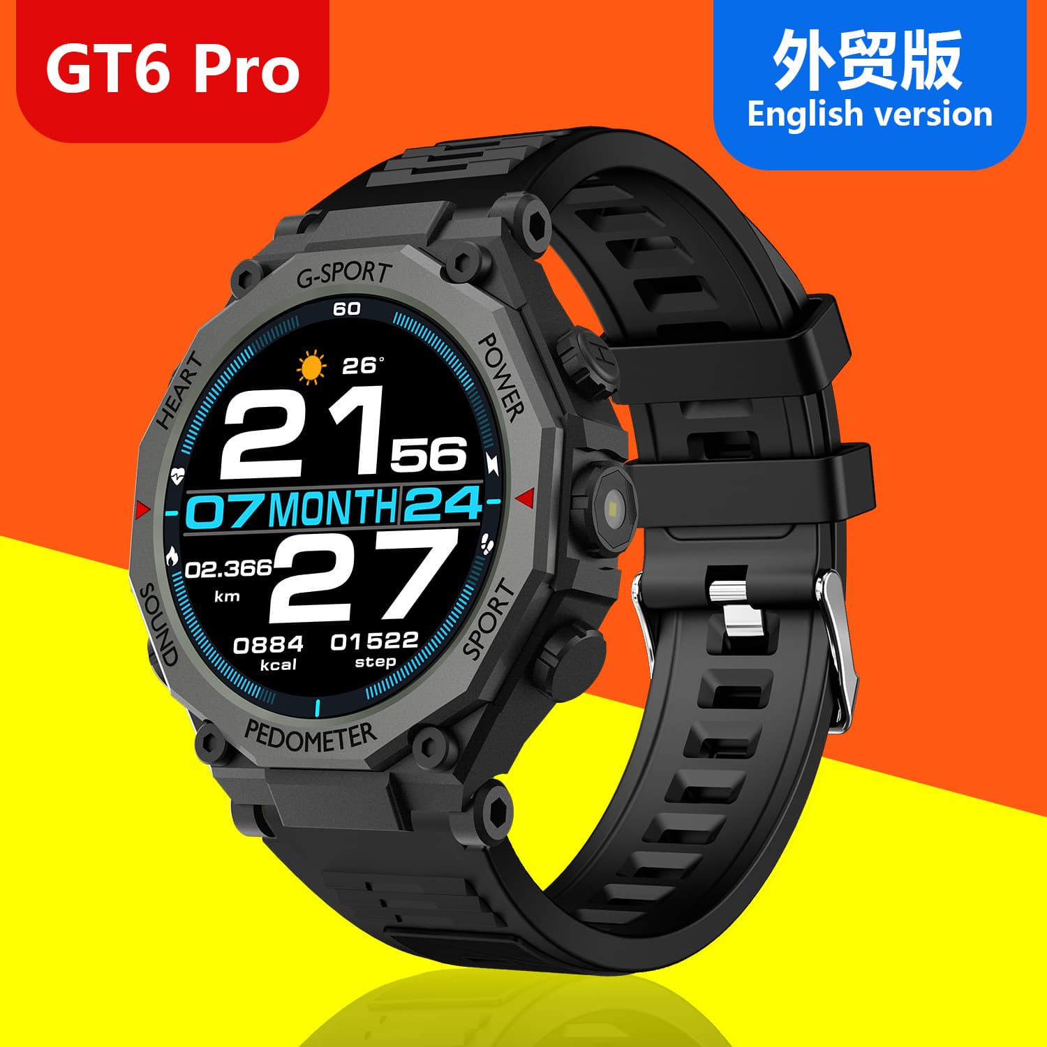 Huaqiangbei GT6 Pro smart watch cross-border round screen Smart Island Bluetooth call outdoor men's sports watch