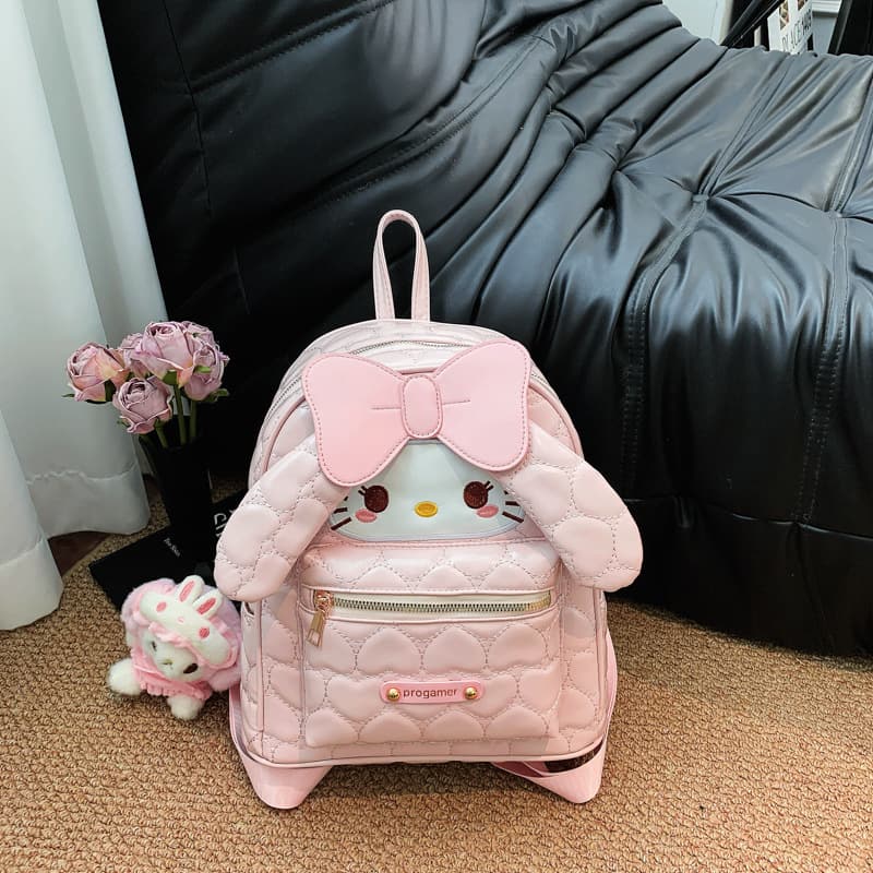 Cartoon ins cute pink rabbit backpack for women fashion texture sweet bow student school bag versatile backpack
