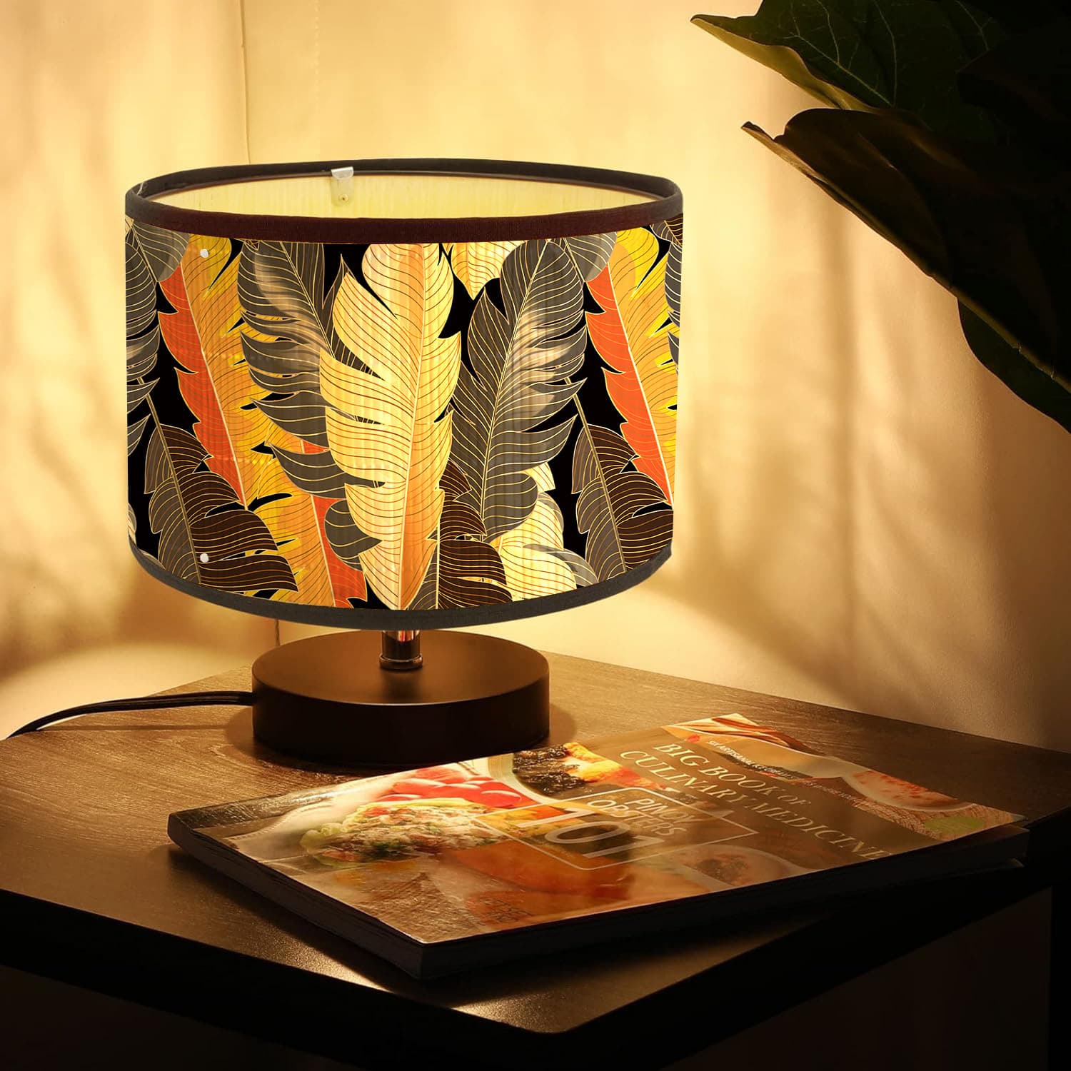 Retro plant leaf drum-shaped bamboo strip lampshade table lamp lampshade restaurant bar chandelier lampshade E27 lamp holder accessories