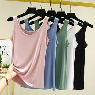 Modal Vest Inner Anti-Exposure Loose Anti-Transparent Lining White Camisole Versatile Plus Size U-Neck Thin Women's Summer