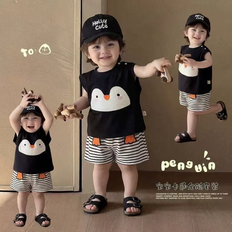 Summer baby clothes, summer baby suit, new cartoon baby summer clothes, fashionable two-piece set