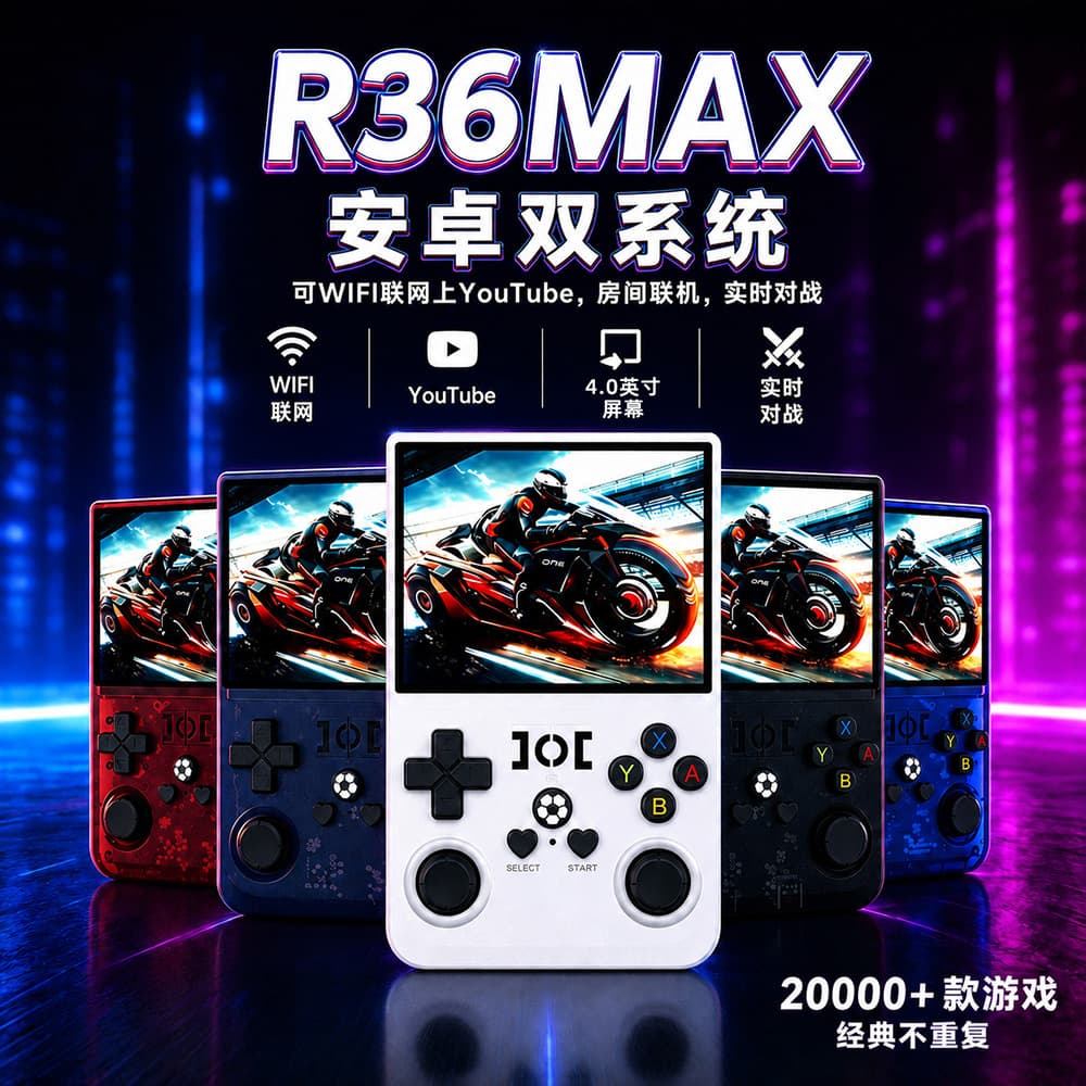 New Cross-Border R36MAX Handheld Console 4.0-Inch Large Screen HD Portable Game Console PSP Arcade Classic Game Console