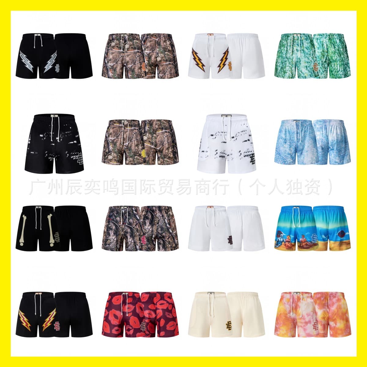 Eric Emanuel European and American Streetwear Mesh Shorts EE American Style Basketball Athletic Shorts Quick-Dry Beach Shorts Summer