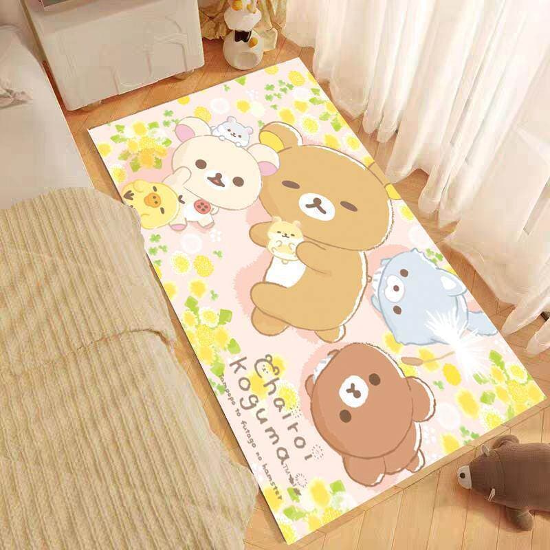 Cute Cartoon Rilakkuma Bedroom Imitation Cashmere Carpet Thickened Soft Skin Friendly Room Bedside Comfortable Cooling Foot Mat