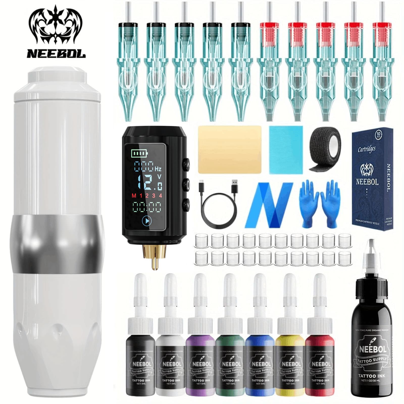 NEEBOL tattoo pen set motor machine includes wireless power supply, practice skin tattoo equipment and supplies, cross-border hot item