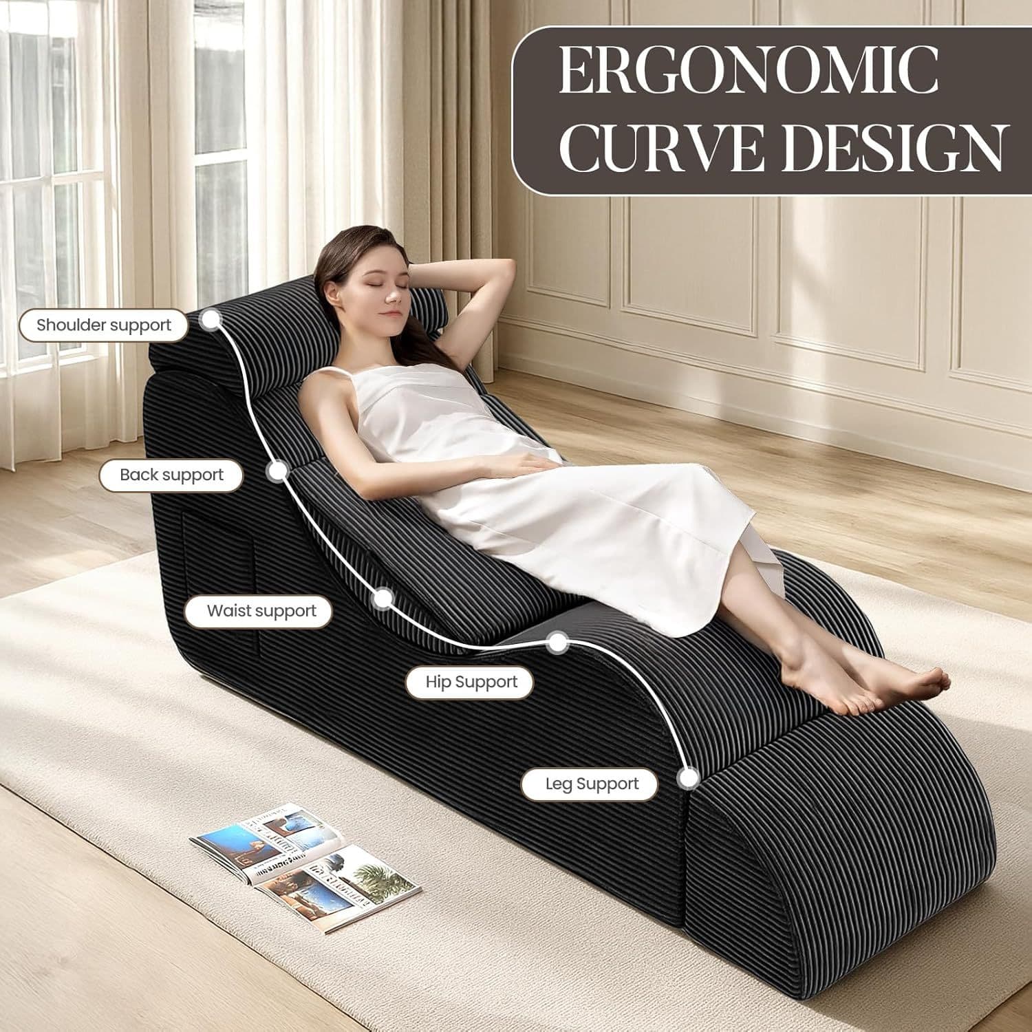 Ergonomic Recliner with Side Pockets and Lumbar Cushion A31 Suitable for Massage and Relaxation Recliner Yoga