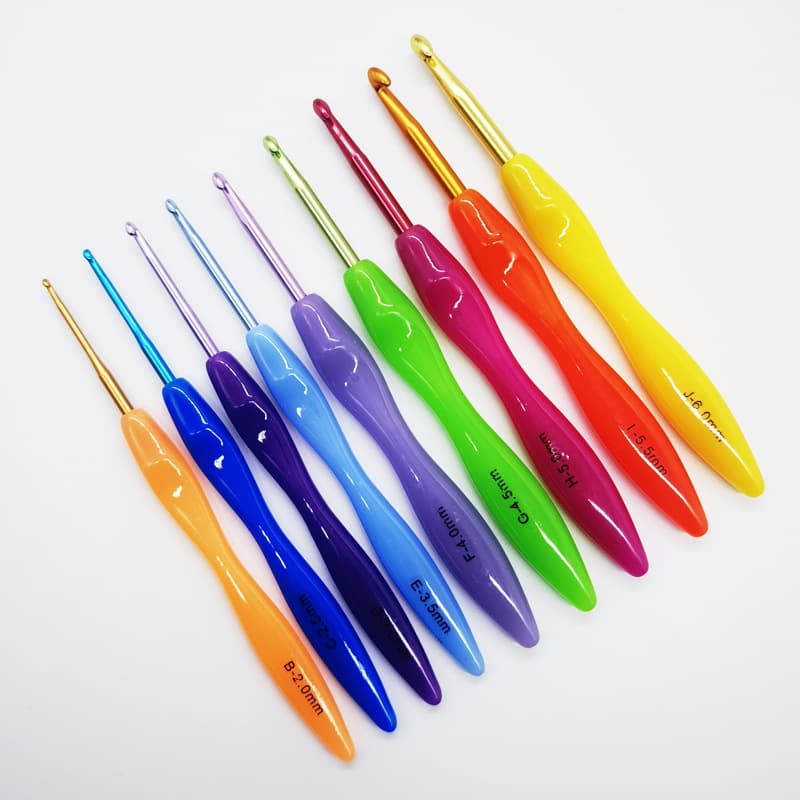 New Cross-Border Plastic Handle Crochet Hook Rainbow Crochet Hook Yarn Crochet Hook Handmade DIY Knitting Tool Candy Color